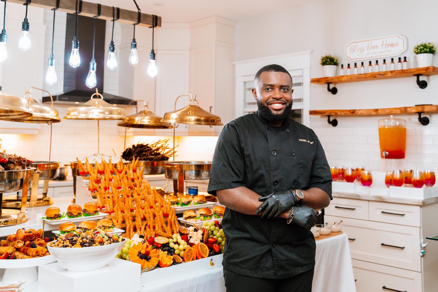 Presentation of a gourmet dish prepared by Ferret Event